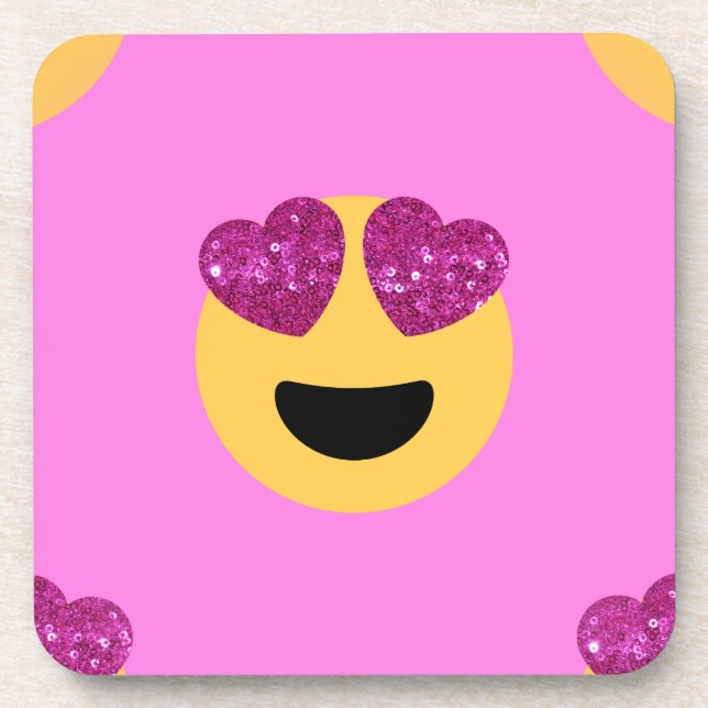 heart eye emoji coaster (Front)