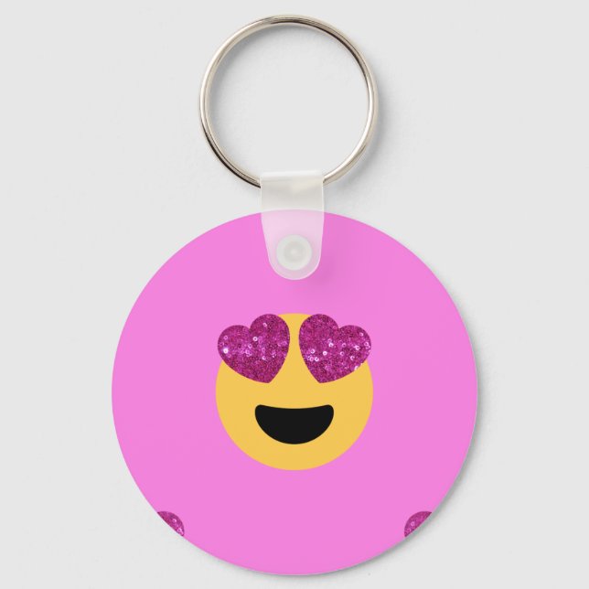 heart eye emoji key ring (Front)