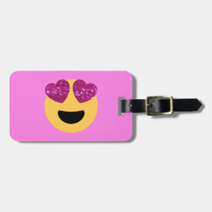 heart eye emoji luggage tag