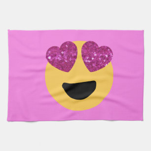 heart eye emoji tea towel
