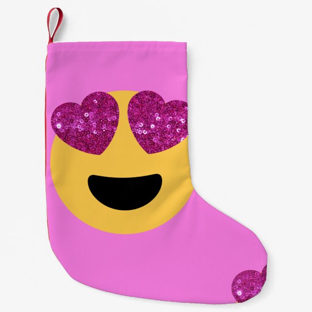 heart eye emoji xmas christmas stocking (Front)