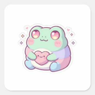 Heart Eyes Frog Sticker Cute Minimal Frog Love Kaw