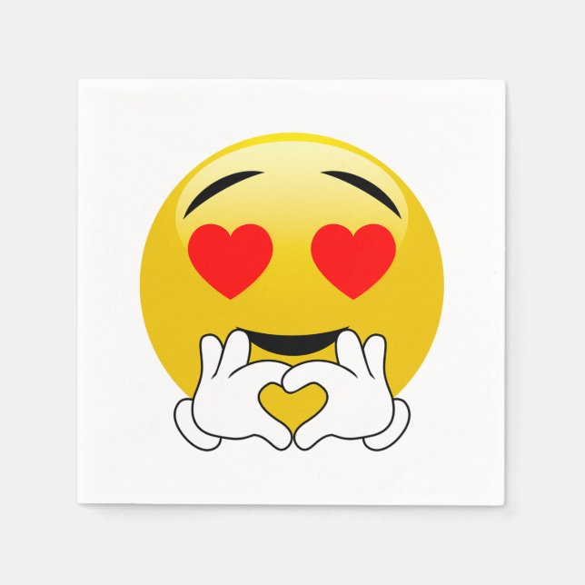 Heart Eyes & Hands Emoji Love Napkin (Front)