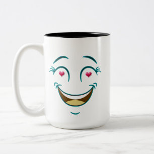 Heart Eyes Smiling Two-Tone Coffee Mug
