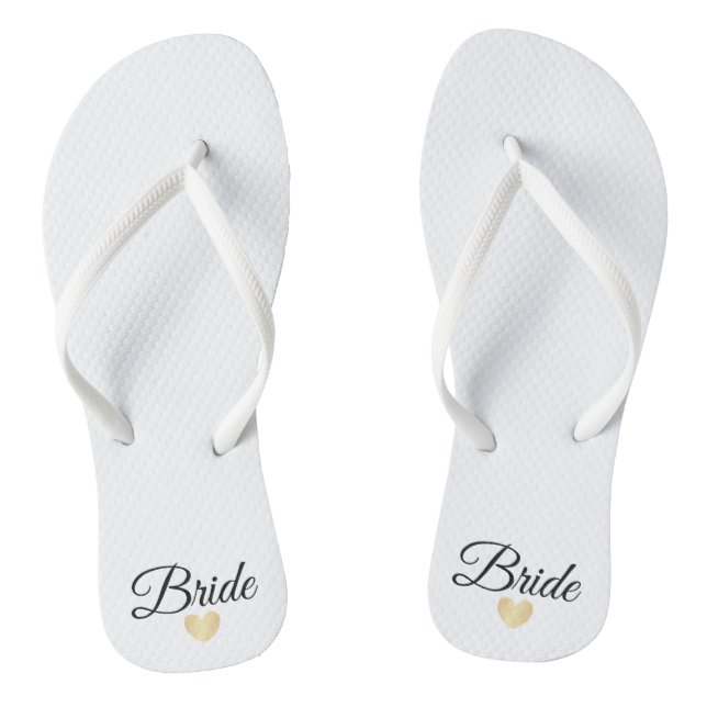 Heart Fab Bride Gold Flip Flops (Footbed)