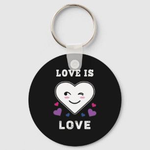 Heart Face Love Is Love LGBTQ Bisexual Pride Key Ring