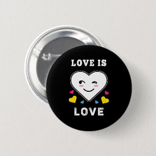Heart Face Love Is Love LGBTQ Pansexual Pride 6 Cm Round Badge