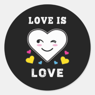 Heart Face Love Is Love LGBTQ Pansexual Pride Classic Round Sticker