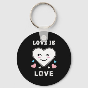 Heart Face Love Is Love LGBTQ Transgender Pride Key Ring