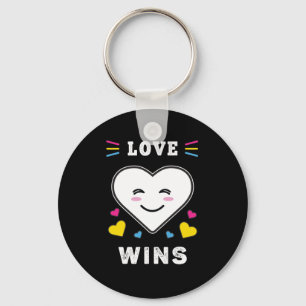 Heart Face Love Wins LGBTQ Pansexual Pride Key Ring