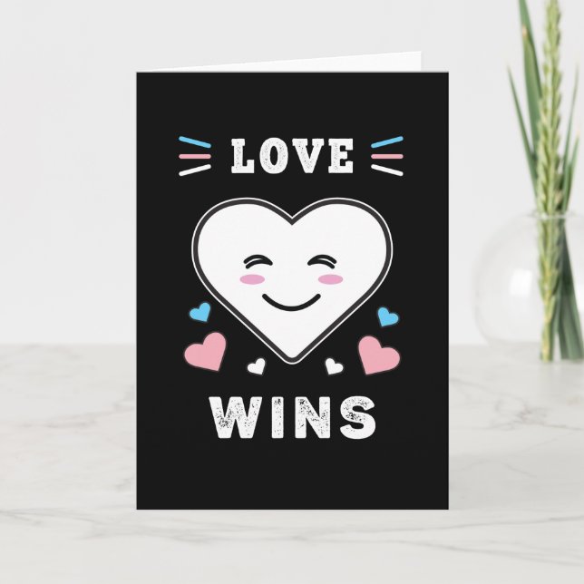 Heart Face Love Wins LGBTQ Transgender Pride Card (Front)