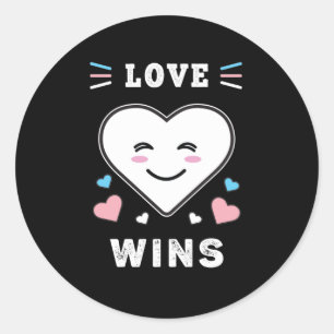 Heart Face Love Wins LGBTQ Transgender Pride Classic Round Sticker