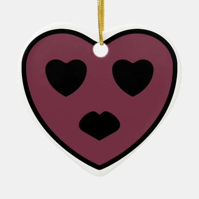 Heart Face Pout Ceramic Tree Decoration (Front)