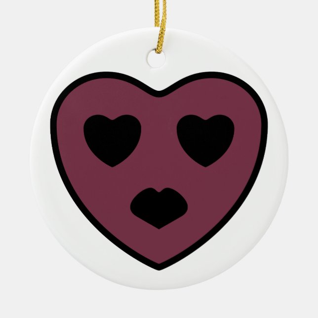 Heart Face Pout Ceramic Tree Decoration (Front)