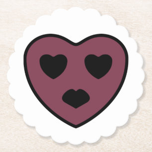 Heart Face Pout Paper Coaster