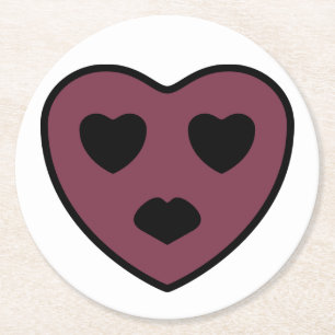 Heart Face Pout Round Paper Coaster