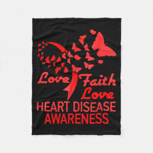 Heart Faith Hope Love Butterfly Heart Disease Awar Fleece Blanket