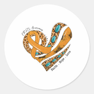 Heart Faith Hope Love Orange Ribbon Crps Awareness Classic Round Sticker