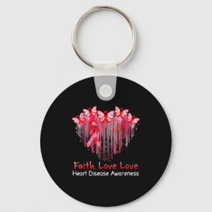 Heart Faith Hope Love Red Heart Disease Butterfly Key Ring