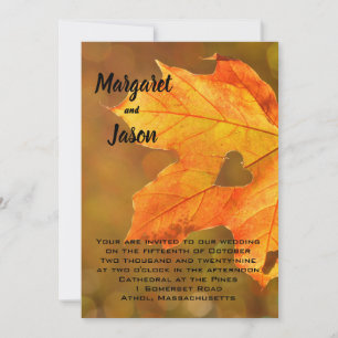 Heart Fall Foliage Autumn Wedding Invitations