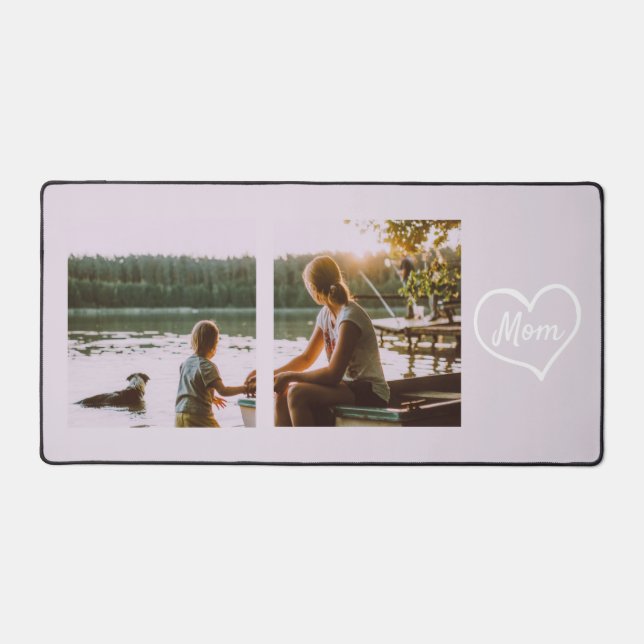 Heart Family Photo Script Custom Gift Desk Mat (Front)