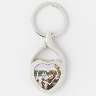 Heart Family Photo Script Custom Gift Metal Keycha Key Ring