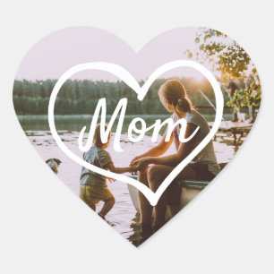 Heart Family Photo Script Custom Gift Sticker