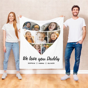 Heart Fathers Day Photo Instagram Collage Fleece Blanket