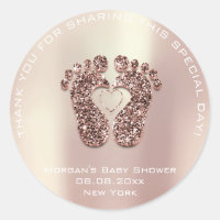 Heart Feet Baby Shower Favour Gift Thank Rose Copp