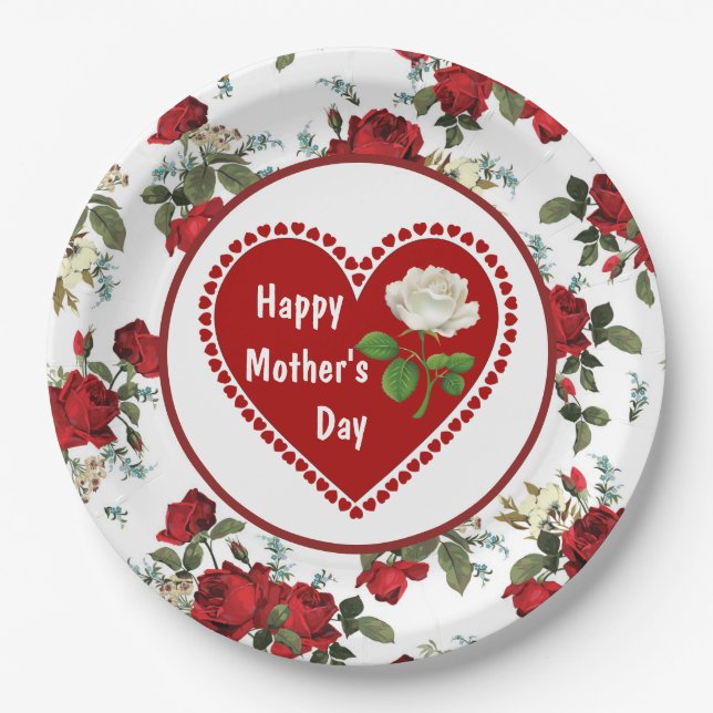 Heart Felt Mothers Day Paper Plates (Front)