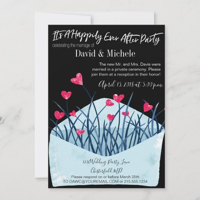 Heart Filled After/Post Wedding Invitation (Front)