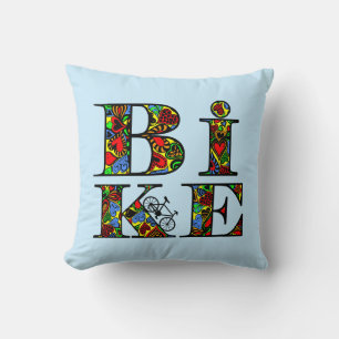 Heart Filled Bike Text Cushion