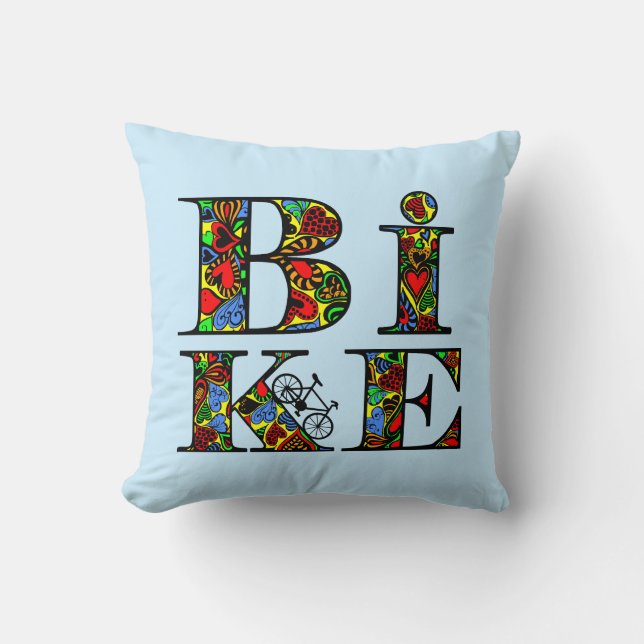 Heart Filled Bike Text Cushion (Front)