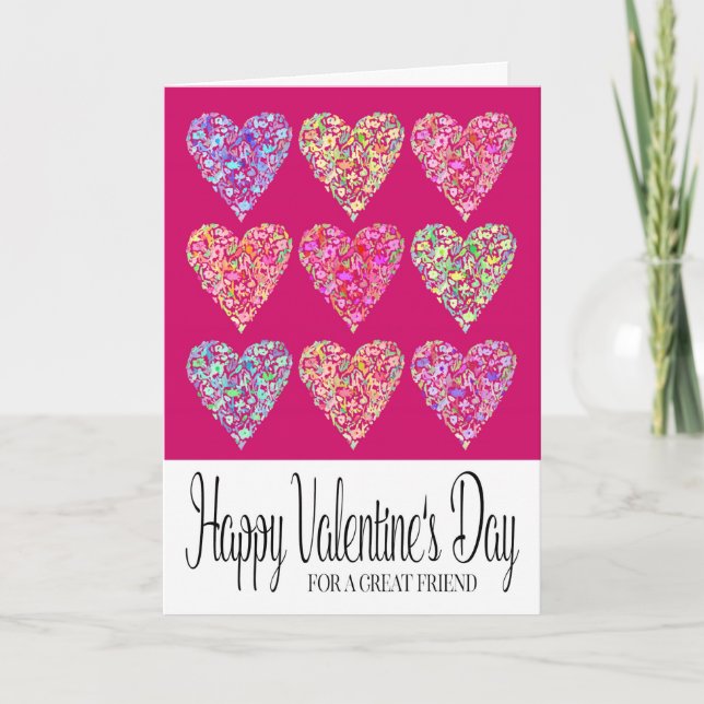 Heart Filled Happy Valentine's Day Friend Card (Front)