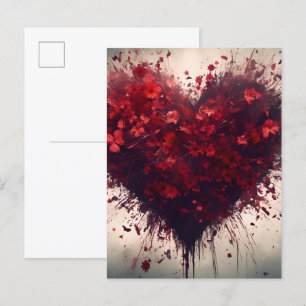 Heart Filled with Bursting Red Flowers Postcard