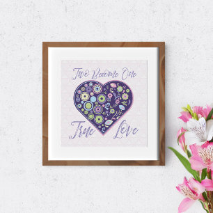 Heart filled with colourful floral shapes. poster