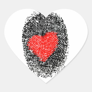 Heart Fingerprint Love Sticker Heart Shaped