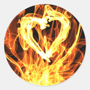 Heart Fire Classic Round Sticker
