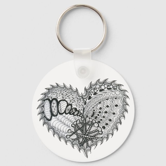 Heart Fire Doodle Key Ring (Front)
