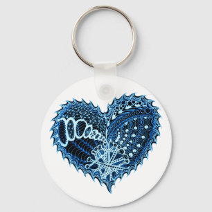 Heart Fire Doodle Key Ring