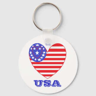 Heart Flag USA Key Ring