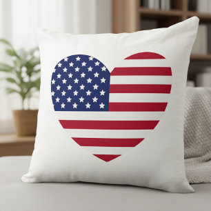 Heart Flag USA Pillow