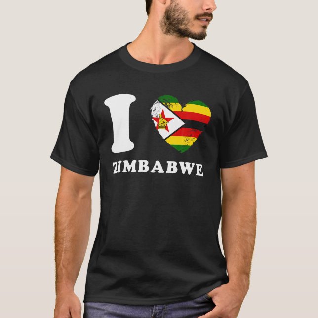Heart Flag Zimbabwe T Shirt (Front)