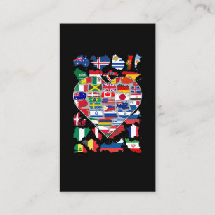 Heart Flags of the World Country Travelling Business Card
