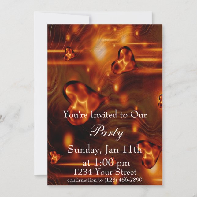 Heart Flame Party Invite full (Front)