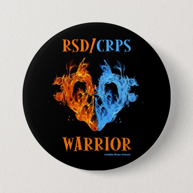 Heart/Flames...RSD/CRPS 7.5 Cm Round Badge (Front)