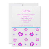 heart floral birthday invitation