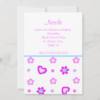 heart floral birthday invitation