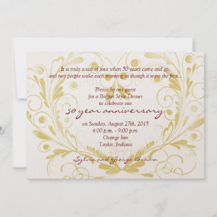 Heart Floral Diamond 50th Wedding Anniversary Invitation