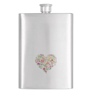 heart floral love wedding bachelor party hip flask
